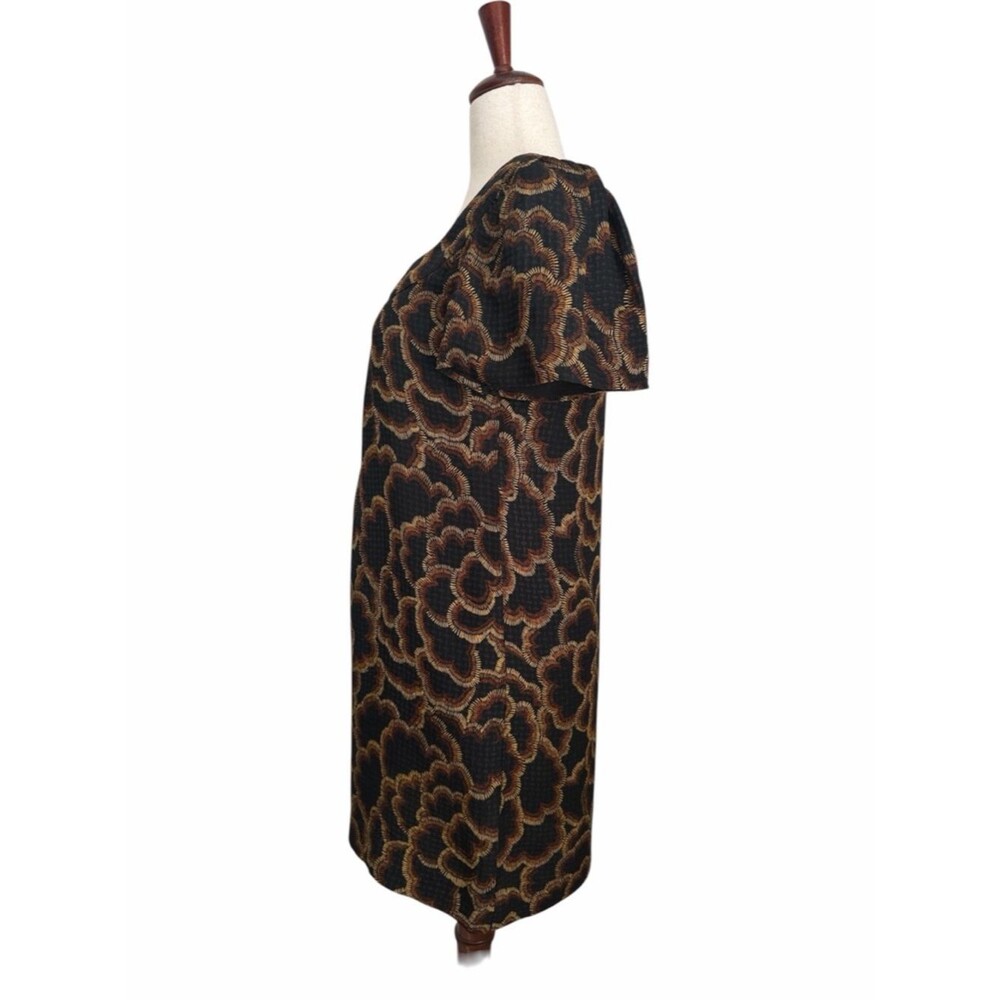 Trina Turk Silk Dress Size 6 Black Gold Print Shift Mini Made in USA - Picture 3 of 9